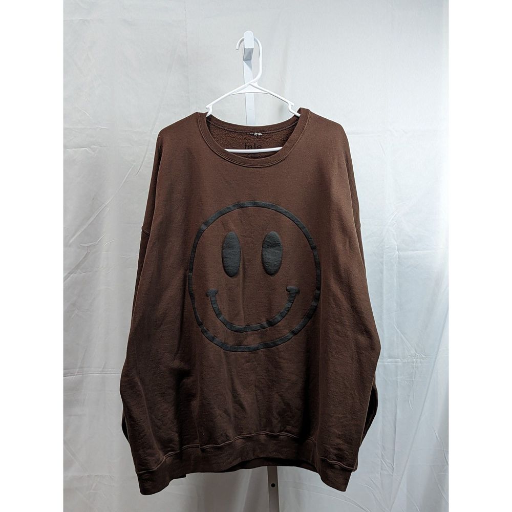 LALA The World Needs Your Magic Oversize Crew Neck Brown Sweater Size L-XL
